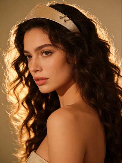 1pc Elegant Fashion 3D Metal Hoop Headband, Women's Festival Party Decorative Hair Accessory Crown