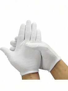 10pcs White Elastic Gloves, Comfortable To Wear, Breathable Lining, Suitable For Eczema And Dry Hands, Moisturizing SPA-Grade Soft Jewelry Inspection Gloves, Applicable For Driving, Performance, Cycling, Weddings And Unisex Party Occasions - Multicolor - View 8