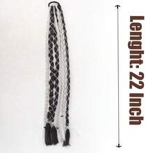 22英寸合成纤维编织假发，苗族风格拳击辫，6股银丝编织，打造脏辫造型，易于佩戴 - Black-brown - 查看 2