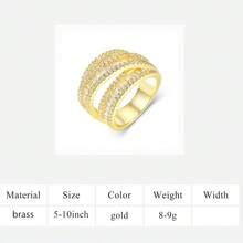 MDFUN Nhẫn vĩnh cửu mạ vàng 14k đính đá CZ cắt hình chữ nhật | Nhẫn nhiều lớp đính đá ấn tượng - Vàng - Xem 9