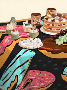 1 chiếc khăn trải bàn in hình bánh donut, thích hợp cho nhà hàng, phòng khách và trang trí nhà cửa. Dễ bảo quản, có thể tái sử dụng, là điểm nhấn tuyệt vời cho bàn ăn hoặc trang trí tiệc tùng, và cũng là một món quà ý nghĩa. - A - Xem 8