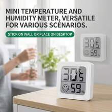 1/3pcs Mini Home Dehumidifier Thermometer, Micro Digital Indoor Temperature Humidity Meter, High Precision Moisture Monitor With Large LCD Display, Compact Stylish Design, Button Battery Powered, Suitable For Home, Teenager Room, Pet, Car And Office - Thermometer and Hygrometer - View 6