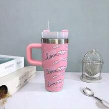 600ml Thermal Mug With Handle, Lid And Straw – Flower Print 1866-600ml - 羅莎 1 - 查看 5