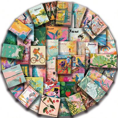 50 piezas Pegatinas de póster de arte de acuarela inspiracional, pegatinas de graffiti creativas, suministros de oficina, pegatinas para teléfonos móviles y computadoras, de alto valor, duraderas, exquisitas, pegatinas geniales, divertidas, diseños de dibujos animados clásicos y coloridos, decoraciones de regalo, pegatinas para decoración de fundas de teléfonos, reutilizables, diseños de dibujos animados coloridos, adecuadas para botellas de agua, patinetas, teléfonos móviles, etc., perfectas para útiles escolares y una opción principal para regalos festivos.