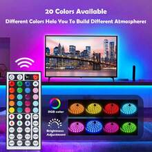 5V USB供电RGB LED灯带。配备红外44键遥控器，6种动态模式，20种静态颜色，5V RGB条形LED灯，适用于客厅、卧室、橱柜、楼梯、电视背光以及各种派对装饰。 - 多色光 - 查看 5