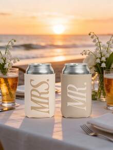 2 Packs Mr And Mrs Drink Sleeve Set ,Bride And Groom Gifts| Bride To Be Gifts, Bride Drinkware, Bridal Shower Gift, Engagement Party, Couple Travel, Bride Gift, Husband And Wife - View 9