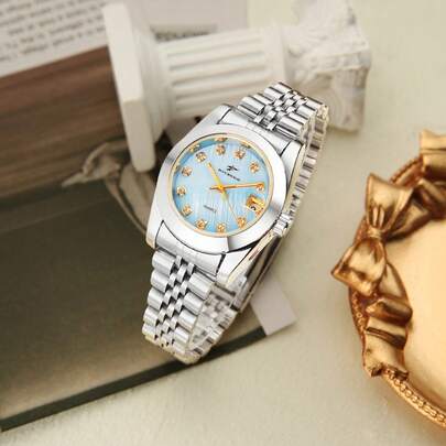  Đồng hồ thạch anh RICECGO đính đá, dây đeo thép không gỉ, chức năng lịch, thanh lịch và tinh tế, phù hợp cho phụ nữ đeo hàng ngày và các dịp công sở nhẹ.