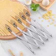 3/5/7 Wheel Pizza Cutter Dough Divider Knife, Flexible Pizza Baking Scraper Stainless Steel Baking Tool - Silver - View 1