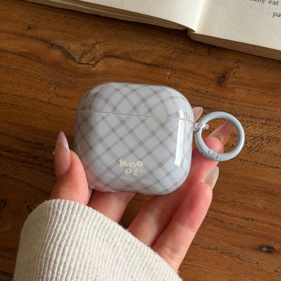 菱形图案灰蓝色菱形+圆圈 Pro 3/2、4/3/2 耳机保护套，时尚女士/简约耳机保护套，苹果耳机保护套/男士保护套