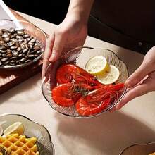 透明塑料盘，金边透明盘，厚重金边盘，锤纹派对盘，包含10/30个透明甜点盘，10/30个婚宴/派对餐盘 - 透明色 - 查看 6