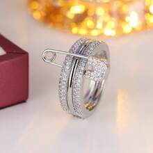 1pc Women's Three-Layer Stacked Design Cubic Zirconia Inlaid Ring, Elegant & Exquisite, Suitable For Gifts/Parties/Personal Wear - Ring - View 12
