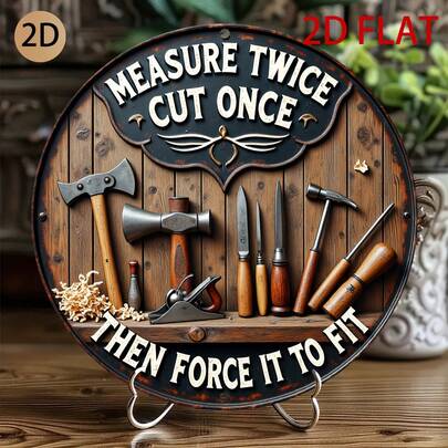 1 Tấm tranh treo tường in 2D hình dụng cụ làm mộc cổ điển - Trang trí nhà cửa vui nhộn với các câu trích dẫn về đo lường - Món quà hoàn hảo cho thợ mộc và thợ đóng đồ gỗ - Thiết kế phong cách mộc mạc, chế tác tỉ mỉ, tranh nghệ thuật chủ đề dụng cụ, in 2D phẳng, tuyệt vời để trang trí phòng, các lỗ đã được khoan sẵn như trong hình.