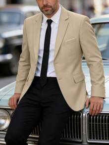 Men's Suit Champagne Color Blazer Jacket Business Formal Slim Fit Fashion Casual For Party Thanksgiving Holiday Wear  Size XS-3XL 1PC Fall Winter Clothes For Men - Rượu sâm banh - Xem 1