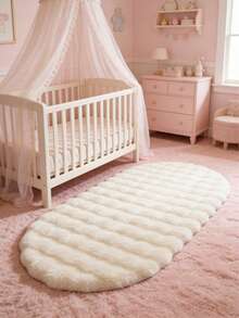 1 pieza Alfombra de piso ovalada blanca de peluche, alfombra de juego linda, alfombra decorativa, decoración de dormitorio, alfombra pequeña, alfombra, decoración del hogar, alfombra para exteriores, alfombra lavable, regalo de graduación, regalo del Día de la Madre - Blanco - Ver 3