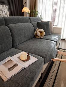 1 chiếc vỏ đệm ghế sofa co giãn màu trơn, chất liệu jacquard, dùng cho sofa hình chữ L, hoặc vỏ bọc tựa lưng sofa riêng biệt, chống bẩn và chống trơn trượt, dễ tháo lắp và giặt, thích hợp trang trí phòng khách, bảo vệ đồ nội thất, nhiều kích cỡ khác nhau. - Màu xám đen - Xem 8