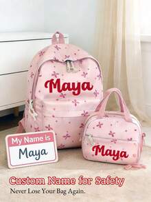 Set de 3 piezas Mochila personalizada para niños, regalo personalizado de vuelta al colegio, incluye bolsa de almuerzo y estuche para lápices, diseño lindo de lazo/trébol, mochila impermeable para niñas, regalo de vuelta al colegio/cumpleaños. Mochila escolar para niñas de gran capacidad con bolsa de almuerzo, bolsillos y estuche para lápices, mochila escolar con estampado degradado. Cabe laptop de 15.6 pulgadas, bolsillos multifuncionales. Adecuado para viajes al aire libre, vuelta al colegio, actividades al aire libre y uso diario. - Multicolor - Ver 7