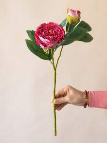 1PC 19-Inch Artificial Peony Flower Bouquet, Burnt Edge 2-Head Peony Artificial Flower, Maintenance-Free Fake Lotus Flowers, For DIY Bridal Bouquet Wedding Centerpiece Party Home Decor, Indoor Outdoor Spring Summer Decor Use, Valentine's Day Mother's Day Gift - Multicolor - View 13