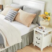 VOLTITO 1pc Elastic Bed Ruffle - Easy Wrap Around Ruffle - Microfiber Bed Skirt With Adjustable Elastic Belt 15 Inch Tailored Drop - Hotel Quality Bedskirt, Fade Resistant (T/F/Q/K) - Xám - Xem 5