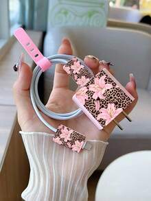 Cow Print Earphone Case With Keychain, Cute Animal Pattern Protective Cover Compatible With Bluetooth Earbuds - Multicolor - View 3