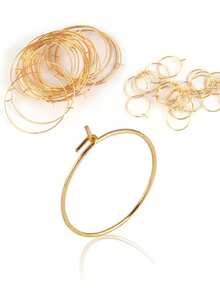 20pcs Stainless Steel Hoop Earrings, Large Round Circle Earring Hoops, DIY Jewelry Making Supplies - Yellow Gold - View 2