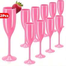 5盎司亚克力香槟杯，不易碎高脚杯，可重复使用香槟祝酒杯 - 现代时尚，适合居家、婚礼、烘焙、饮酒、情人节、儿童派对、周年纪念日、父亲节、母亲节、复活节、假日野餐、新年派对等场合 - 彩色 - 查看 4