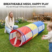 Rainbow Kids Play Tunnel, Colorful Crawl Tube For Toddlers, Indoor Outdoor Active Play Toy For Fun Exploration & Gift - Red, Yellow and Blue - View 6