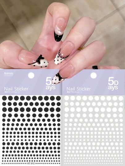 Adesivi per arte di unghie - Nuovi decalcomanie per unghie minimaliste in bianco e nero a pois per l'estate