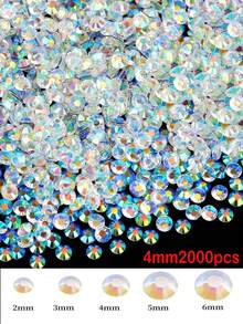2000/800/400 viên/túi Đá giả kim cương nhựa, kích thước 2mm-6mm, trong suốt, dạng phẳng, dùng cho đồ thủ công DIY, trang trí móng tay, ốp điện thoại, giày dép, quần áo, đồ thủ công mỹ nghệ, đá trang trí móng, phụ kiện làm móng. - Trong sáng - Xem 13
