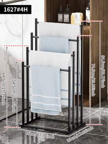 1pc Modern 3-Tier Floor Standing Towel Rack - Heavy Duty Free Standing Bathroom & Pool Drying Organizer, Space-Saving Multipurpose Storage Rack, Indoor/Outdoor Use, No Assembly Required, Metal Frame For Hanging Towels, Robes & Accessories, Suitable For Bathroom, Pool Area, Contemporary Design, Sturdy Construction - Multicolor - View 4