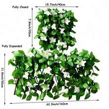 1pc Expandable Artificial Hedge With White Flowers And Green Leaves, UV-Resistant, Adjustable Simulated Ivy Privacy Screen, Suitable For Garden, Backyard, Balcony Wall Decor, As Well As Retractable Fence Net And Panels - Orchid Fence - View 9