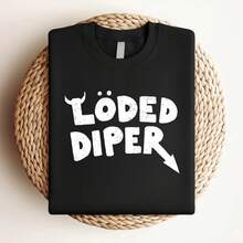 Women T-Shirt Print Loded Diapers Active T-Shirt Size M-5XL - Black - View 3