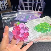 高透明度、极具吸引力的水晶紫葡萄和绿葡萄慢回弹挤压玩具，超柔软泥浆质感减压小玩具 - 彩色 - 查看 3