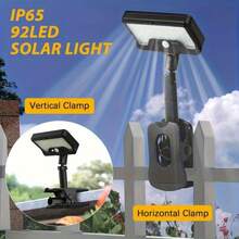 IP65 Solar Outdoor Clip Light, Provides Multiple Installation Options Including Vertical And Horizontal Clamping. It Has Sensor Function And Adjustable Lighting Angle, Suitable For Home Gardens, Corridors And Outdoor Spaces. - Black - View 3