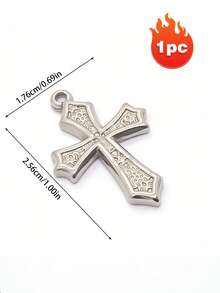 10pcs Stainless Steel Cross Pendant, Double Loop Religious Style Cross Charm, Suitable For DIY Necklace, Bracelet And Other Jewelry Making - Multicolor - View 12