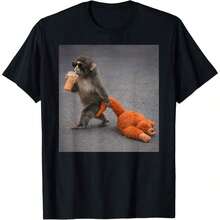 Baby Monkey Punch Drinking Iced Coffee T-Shirt - Black - View 7
