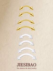 JIESIBAO 16G 眉钉耳骨弯杆套装 眉钉耳骨唇钉 男女通用 8-12mm 医用钢弯杆眉环 垂直唇钉 唇部饰品 - 彩色 - 查看 15