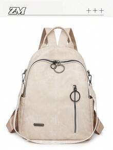 Vintage Style Minimalist Women Backpack, With Multiple Pockets And Zippers, Suitable For Daily Use, Commuting, Outdoor Activities, Can Fit Laptop, Ideal For College Students, Teenagers, Suitable For University, Business, Work, Commuting - Multicolor - View 2