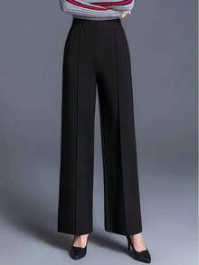 2025 Autumn/Winter Women Wide Leg High Waist Casual Loose Trousers, Versatile Suit Pants Black Summer - 黑色 - 查看 6