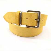 Unisex Retro Faux Suede Silver Buckle Distressed Wide Waist Belt, Suitable For Coats - Ginger - View 3