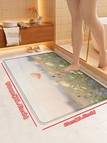 1pc Gradient Color Snapdragon Floral Pattern Doormat, Modern Farmhouse Style Absorbent Non-Slip Bath Mat, Living Room Bedroom Small Rug, Outdoor Rug, Entryway Rug, House Rug, Entrance Shoe Scraper Mat - Gentle Flower Field - View 14