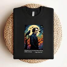 Women's T-Shirt Print Edgar Allen Poe T Shirt Famous Authors Raven Quote Cotton Long Or Short Sleeves - 黑色 - 查看 3