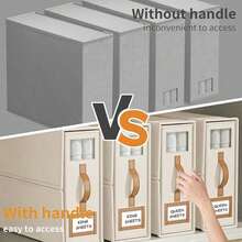 Foldable Closet Storage Bags Set With Leather Handles, Suitable For T-Shirts, Pants, Winter Clothes, Dresses, Shirts, Jumpsuits, Spring Outfits, Minimalist Style, Summer Tops Storage, Home Decor, Wardrobe Organizer, Travel Essentials, Storage Containers, Dorm Necessities - Multicolor - View 4