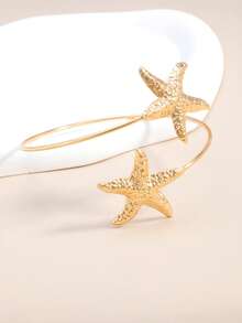 1pc Starfish Themed Minimalist Elegant Versatile Arm Cuff Accessory - Gold - View 3