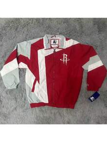 Retro Basketball Rocket Contrast Color Jacket Hip-Hop Street Style Antique Style Embroidery Jacket - 339-01(數位印花) - 查看 3