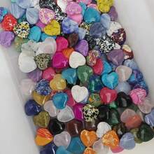 20mm Pink Quartz Heart-Shaped Crystal Stone Natural Gemstone Craft Heart-Shaped Ornament Craft - Mã não xanh - Xem 2