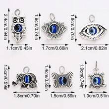 10pcs 24x11mm Blue Evil Eye Handmade Pendant, Alloy Owl Elephant Butterfly Turtle Flower Shaped Pendant, Suitable For Fashion Jewelry Making Necklace Bracelet Earring DIY Accessories - Random Style - View 3