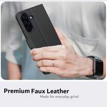 适用于三星 Galaxy A36 A35 5G 的黑色 PU 皮革钱包式翻盖保护套，带支架和卡槽 - 黑色 - 查看 9