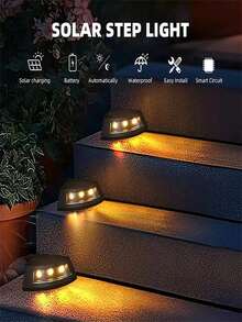 1/4/8pcs Solar Stair Lights, IP65 Waterproof Outdoor LED Deck Lights, Solar Fence Lights Suitable For Yard, Path, Front Door, Patio And Stairs - HP-2501 - View 9