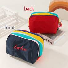 Personalized Colorblock Multi-Layer Makeup Bag Large Capacity Travel Toiletry Organizer Lightweight Portable Cosmetic Storage Pouch With Handle - Multicolor - View 13