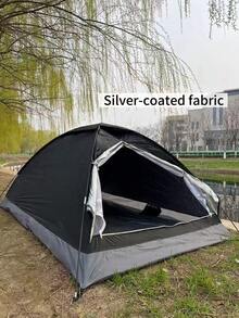 1pc Large Straight Door 2-3 Person Silver-Coated Camping Tent, Easy Assembly, Foldable, Storable, Mosquito-Proof With Mesh, Suitable For Outdoor Camping, Park Picnic, Fishing, Home Use, Sun Shelter - B - View 6